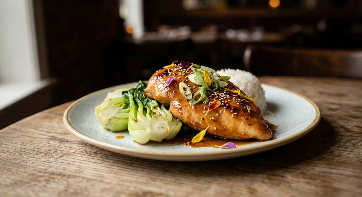Close up of glazed chicken