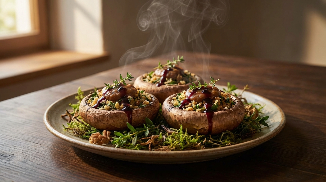 Plating the mushroom caps