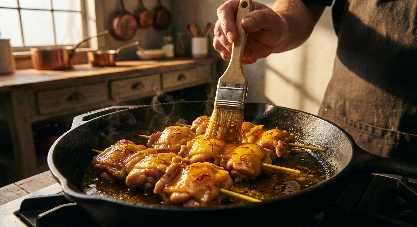 Glazing the chicken