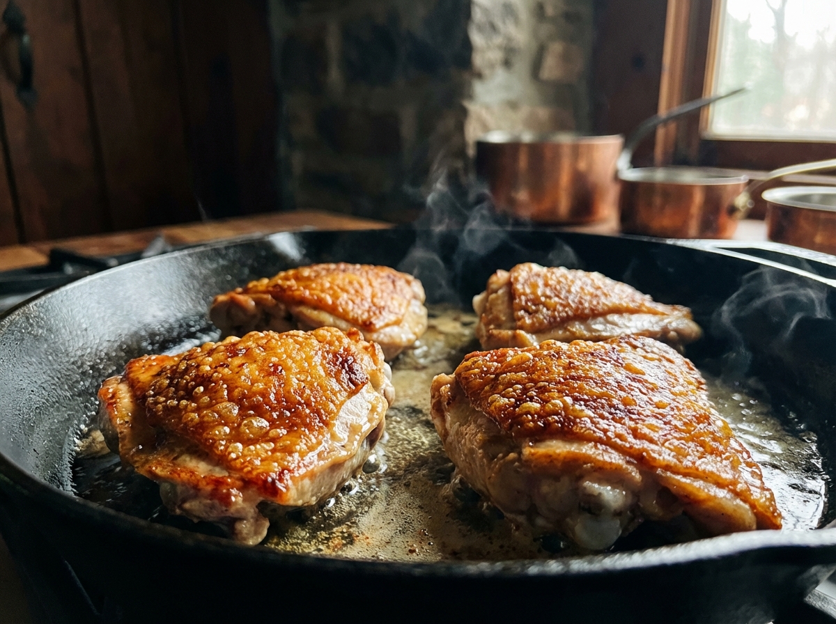 Searing the chicken