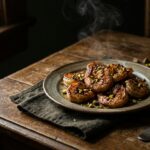 Candied Wattleseed Chicken Lollipops with Macadamia Toffee