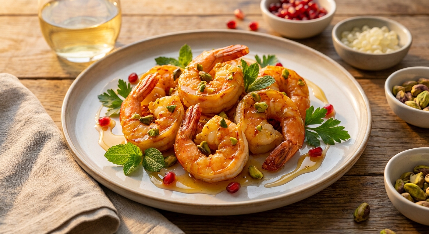 Plated Mastiha Shrimp