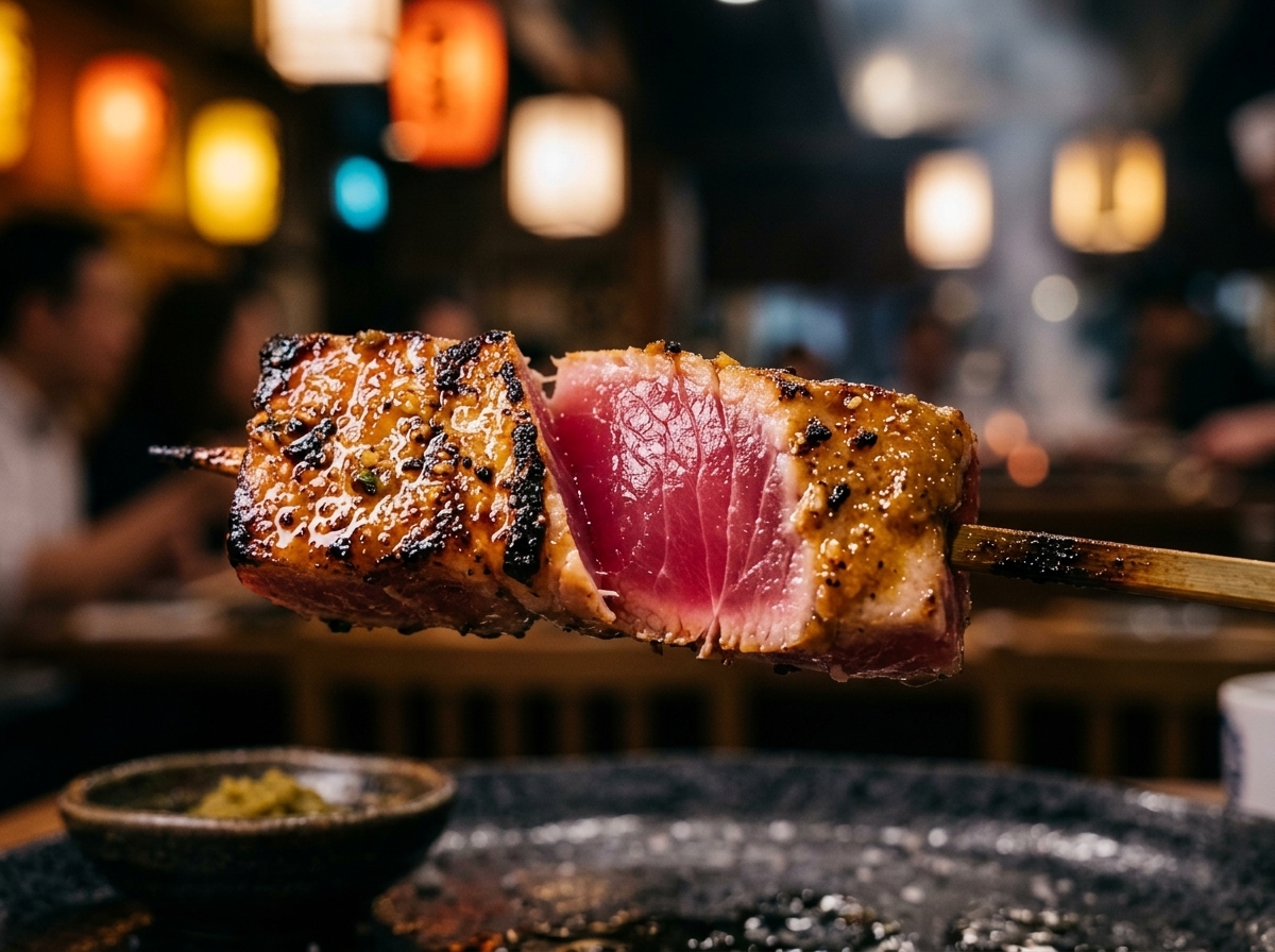 Exquisite Tuna Tataki Skewers grilled to perfection