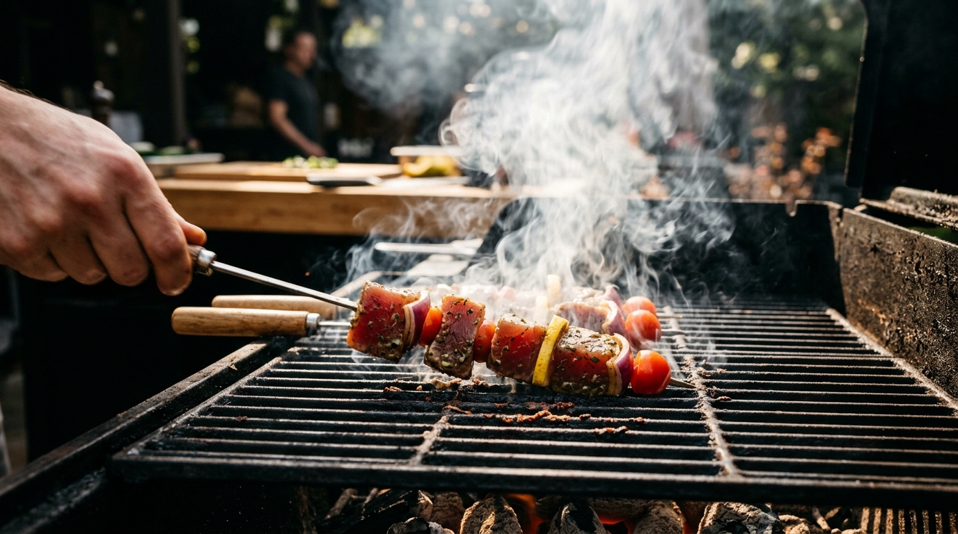 Preparing the white-hot Bincho charcoal