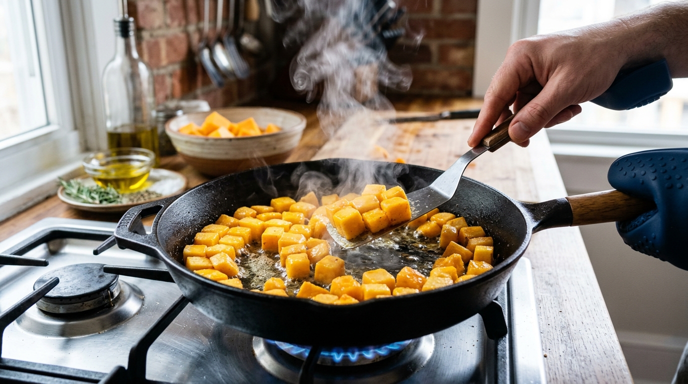 Heating the skillet