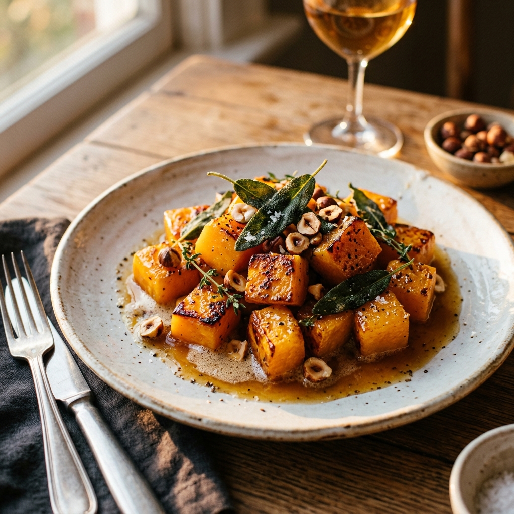 Plated butternut squash